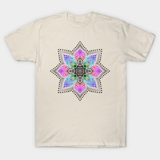 Peacock Mandala kaleidoscope zentangle pattern T-Shirt